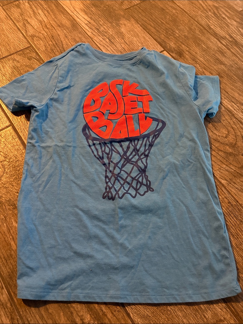 Cat & Jack Light Blue Tee with Red Basketball Graphic